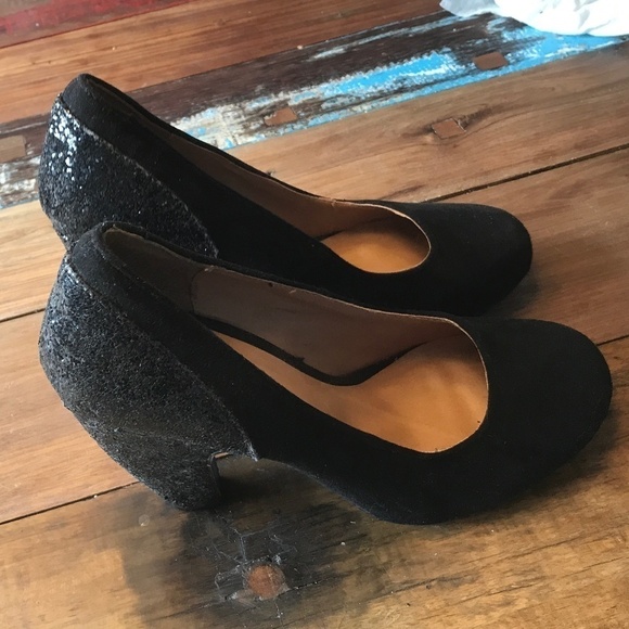 g21 Heels Black Velvet and Sparkly glitters Size 8 - Picture 1 of 6
